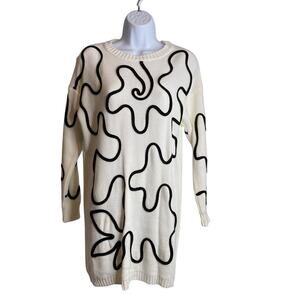 AQE Fashion Women's Ivory Art To Wear Knit Tunic Sweater Dress Size XL Lagenlook